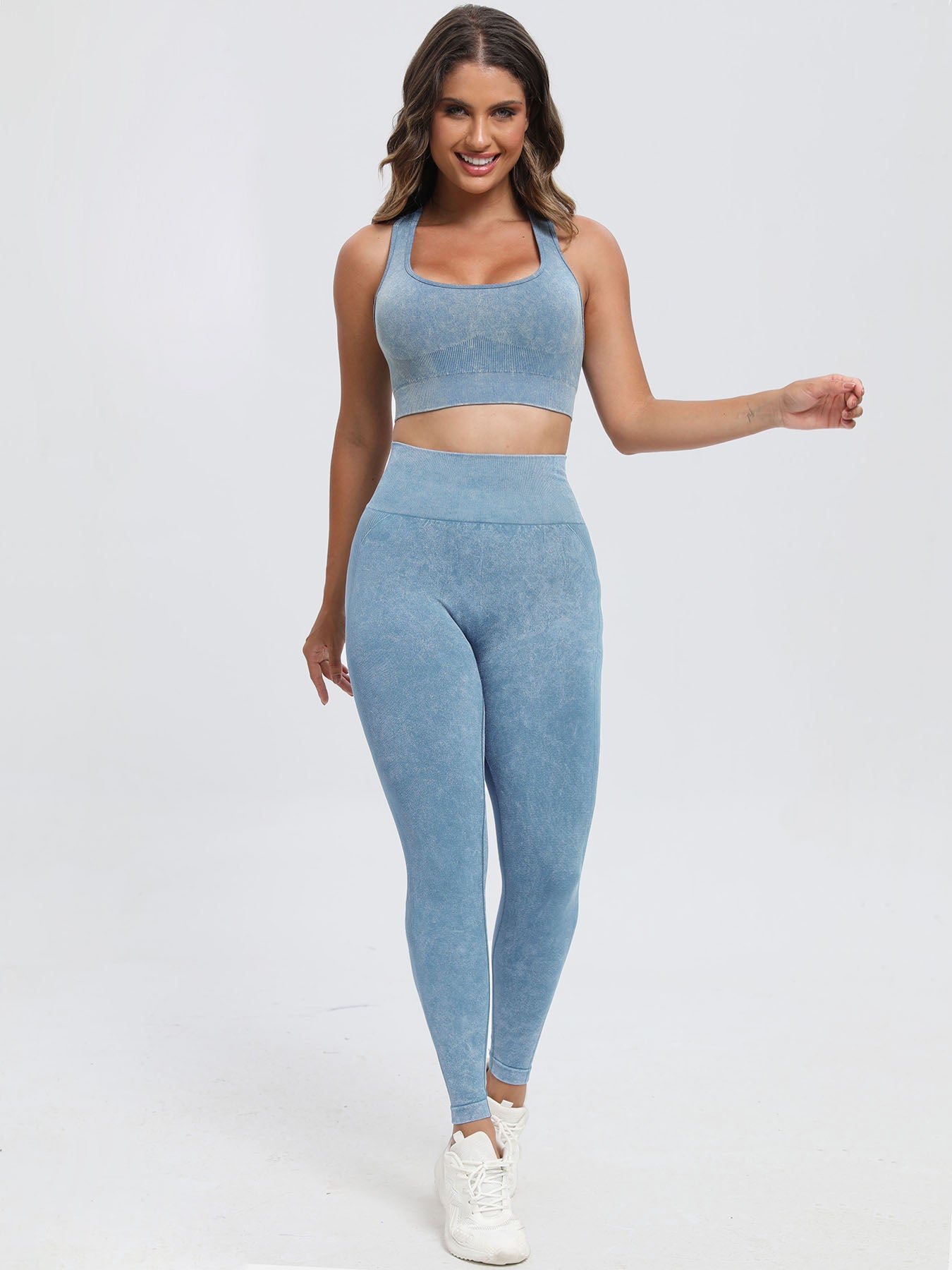 2 piece scoop Neck Wide Strap Top and Pants Active Set