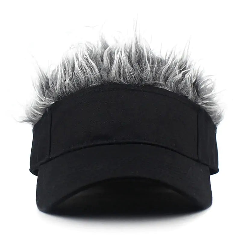 Novelty Baseball Cap Fake Hair Visor