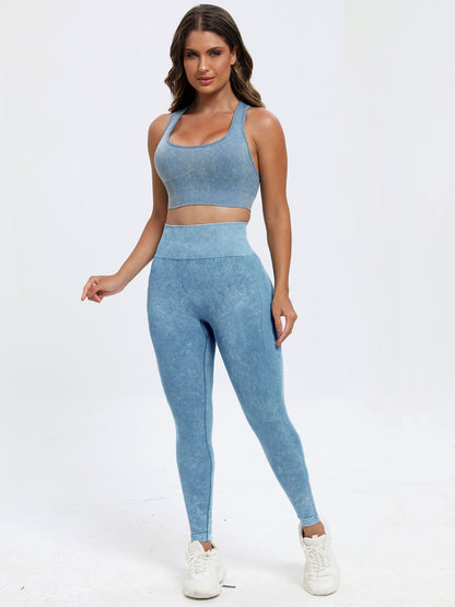 2 piece scoop Neck Wide Strap Top and Pants Active Set