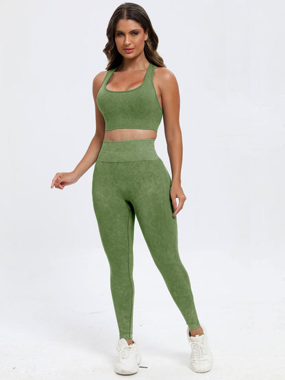 2 piece scoop Neck Wide Strap Top and Pants Active Set