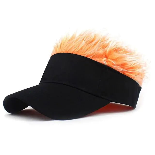 Novelty Baseball Cap Fake Hair Visor